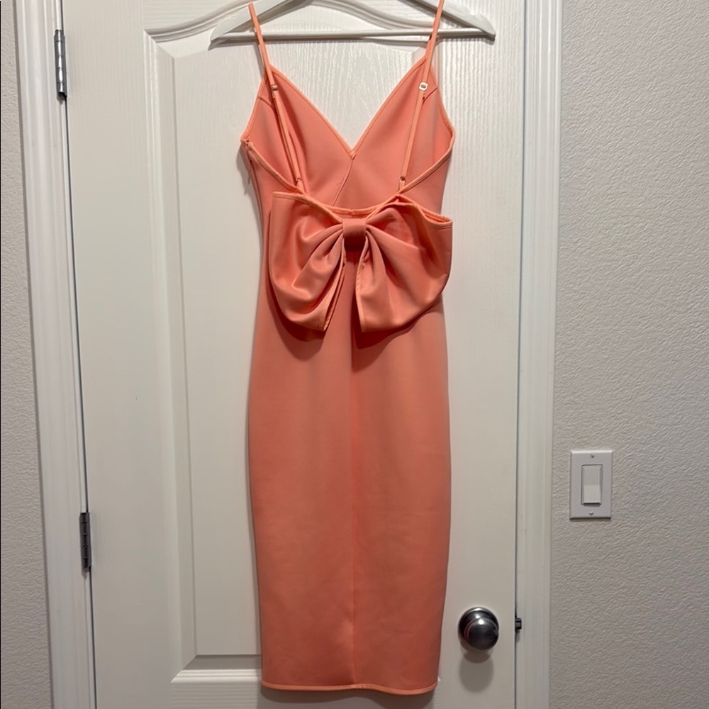 ASOS bow back peach dress